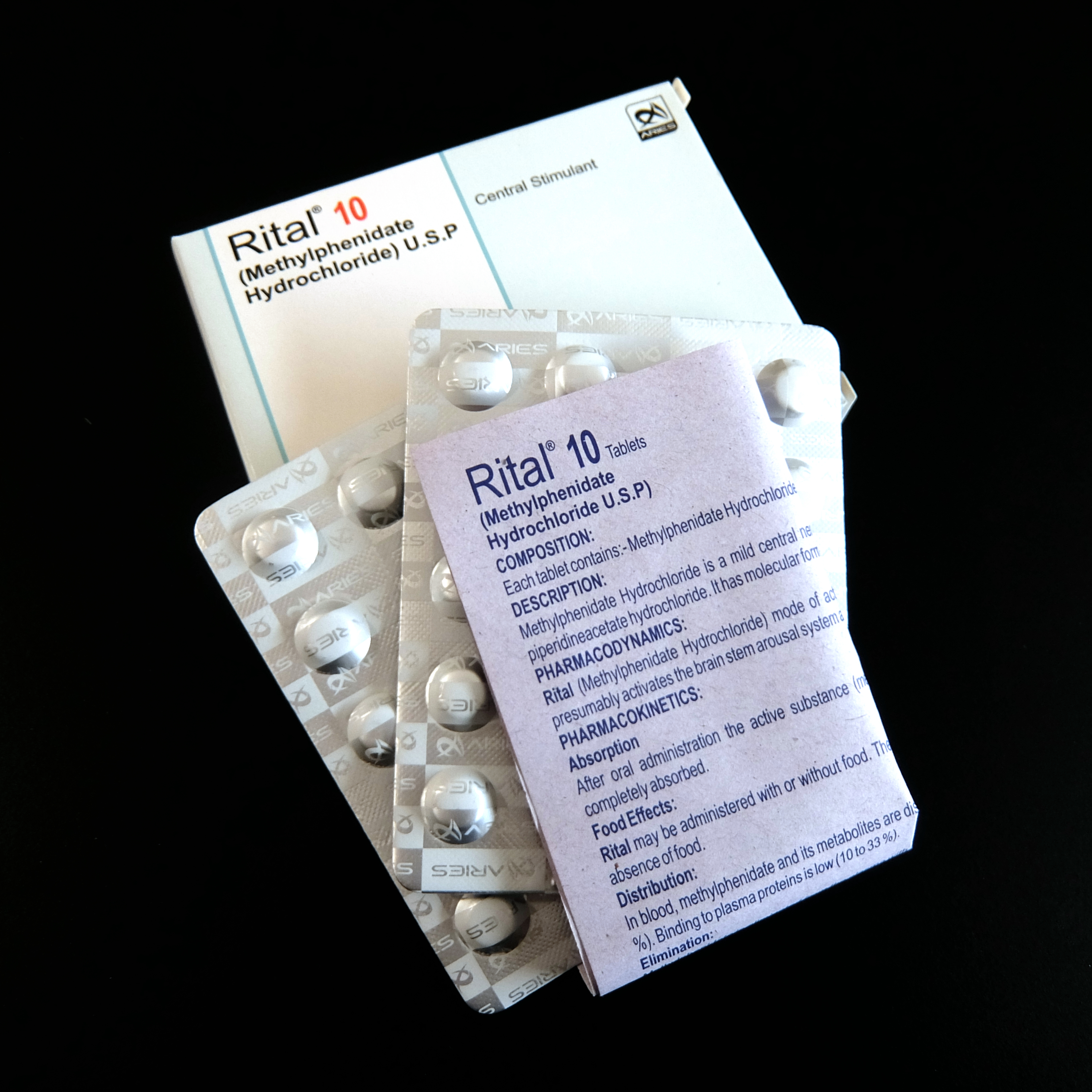 Rital 10mg, Original, Pakistan, (Methylphenidate)